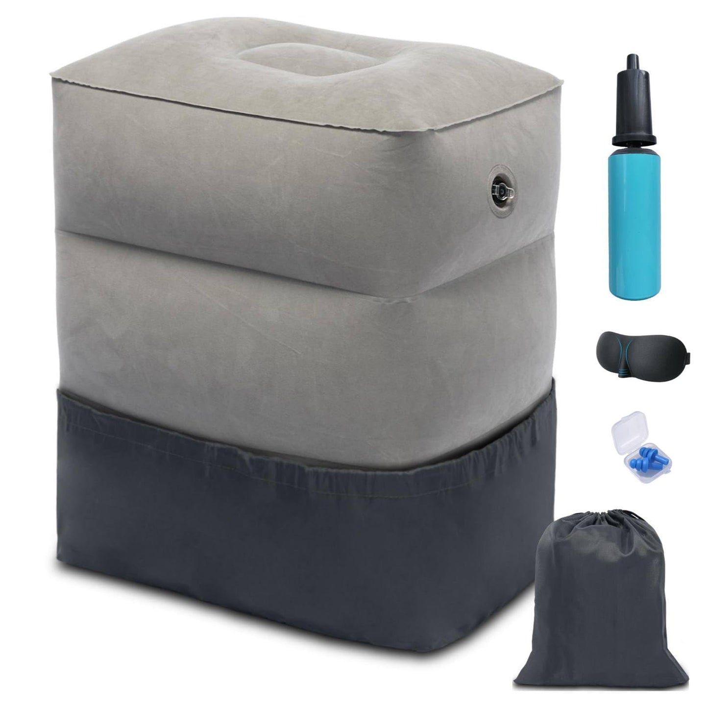 Inflatable Foot Rest Pillow, Airplane Travel Pillow, Multifunctional Adjustable 3 Layers Height Foot Rest
