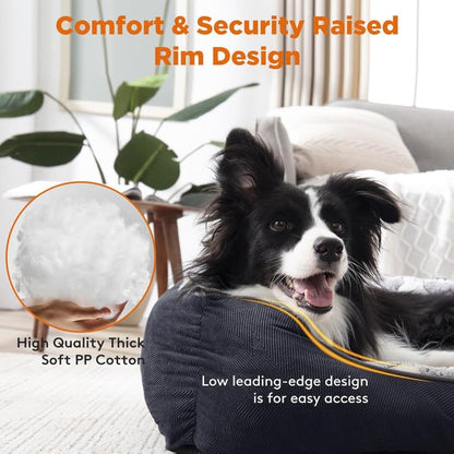 MIXJOY Extra Large Dog Bed(89x63cm), Super Soft Cosy Rectangle Dog Beds, Grey Washable Pet Bed, Ideal for Golden Retriever, Labrador，German Shepherd，Samoye，Rottweiler