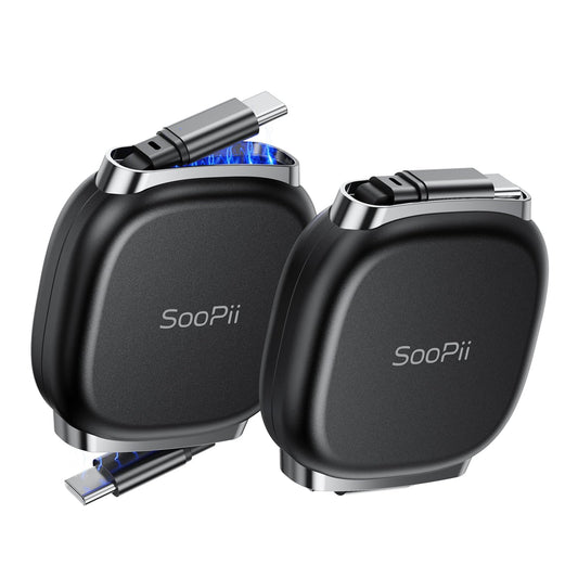 SOOPII USB C to USB C Cable, 240W Retractable USB C Fast Charging Cable with Mag Snap Storage, 5-Stage Length Preset Type C Cord for iPhone 16/15 Pro