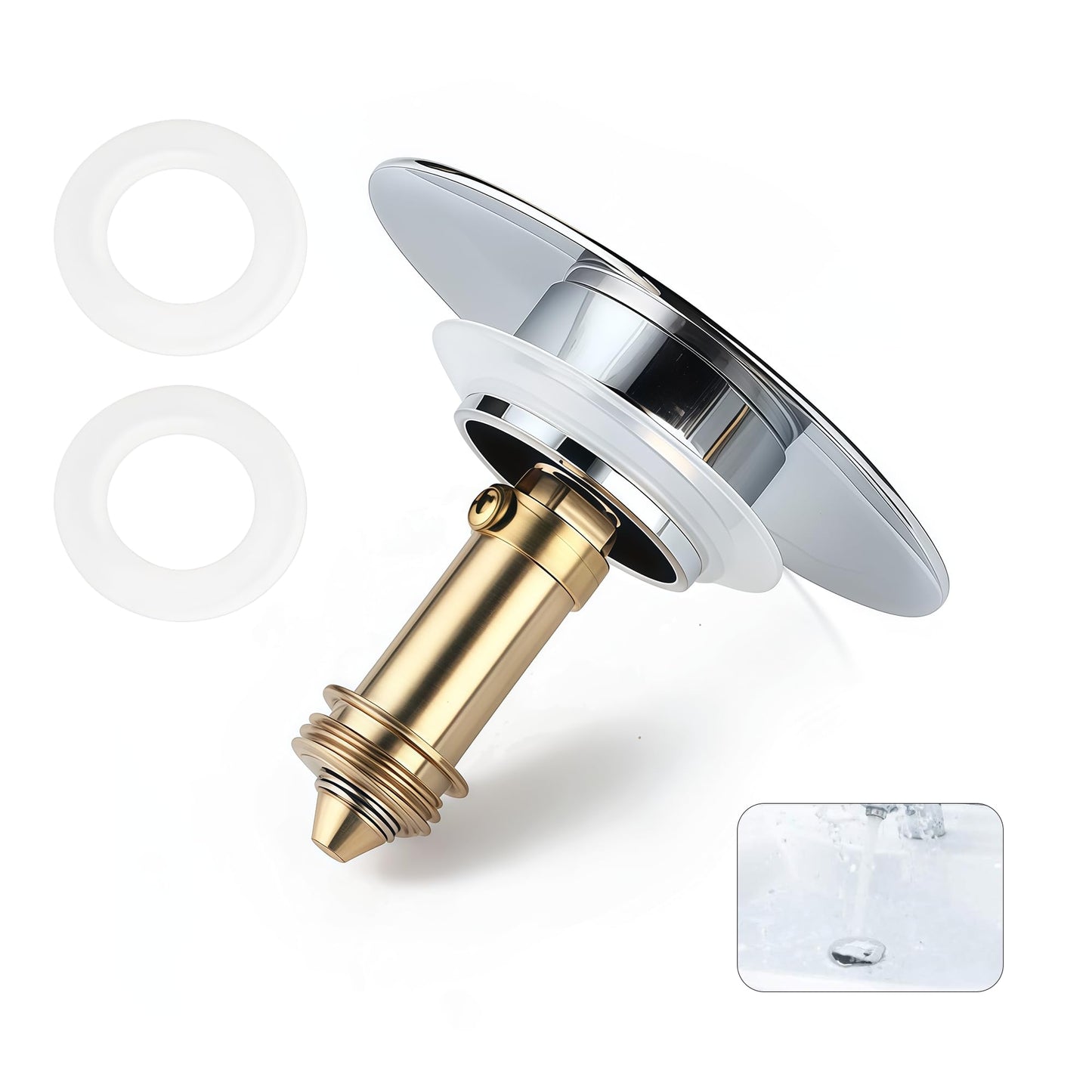 Bathroom Sink Plug Replacement Brass Waste Plug Sink Drain Plug Pop up Bath Plugfor Wash Basin Faucet Vessel Vanity Sink 66mm Cap