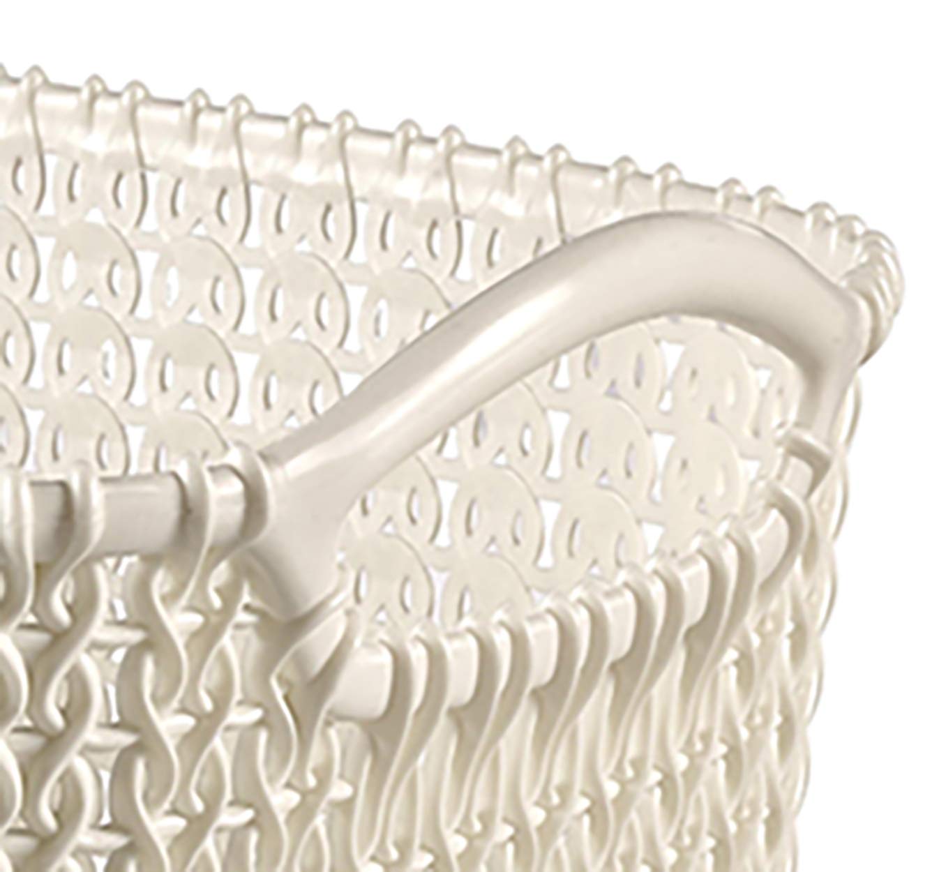 Curver Knit Effect Kitchen, Living room, Bathroom, Bedroom, Utility Medium Rectangular Storage Basket 8 Litres - Oasis White