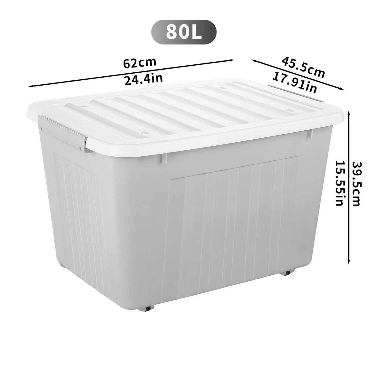 Cetomo 80L*6 Storage Boxes with Lids, Plastic Storage Box with Wheels and Secure Side Latches, Stackable & Nestable Organizer for Home, Office