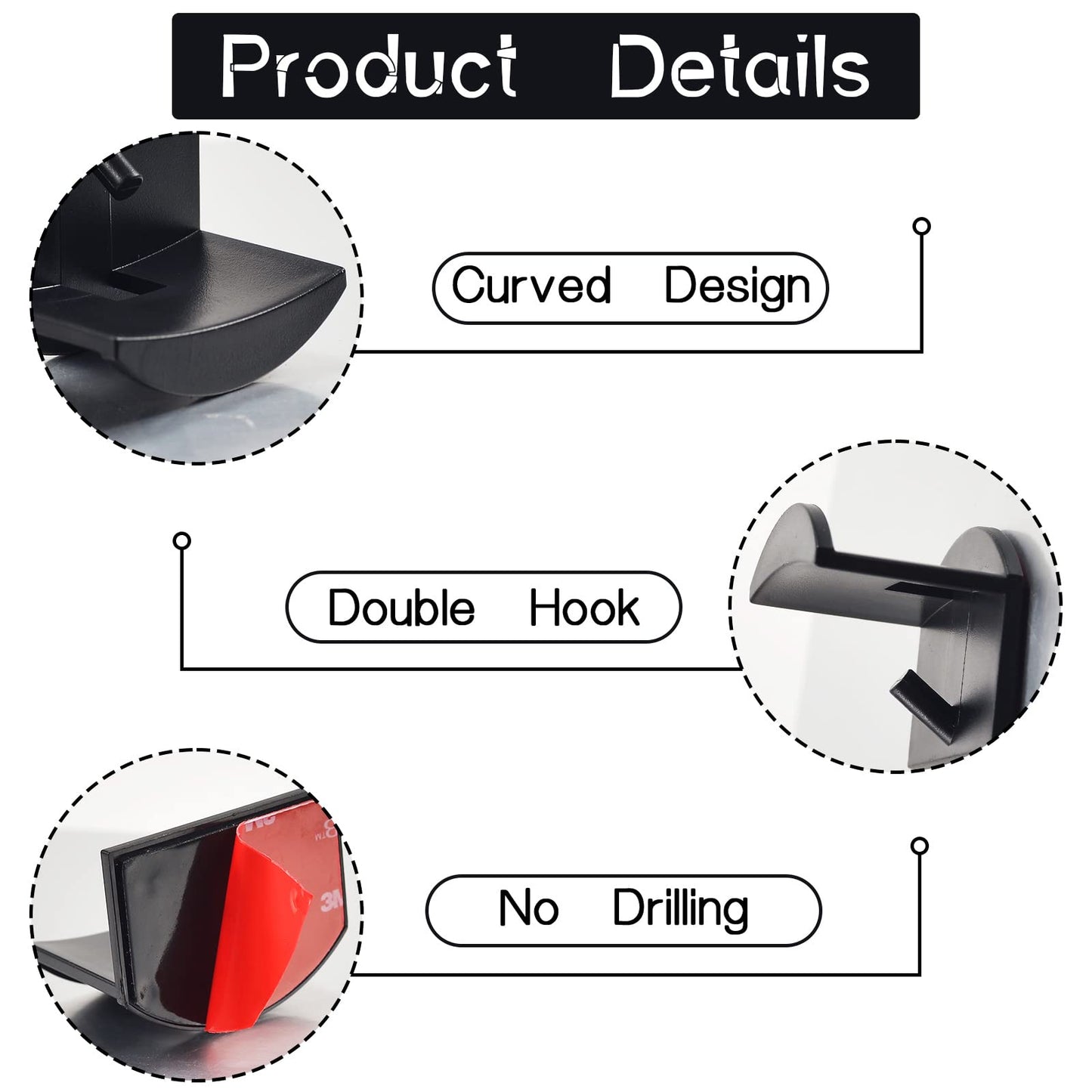 10 Pack Adhesive Hat Holder Cap Hook for Wall Mount No Drilling Hat Rack