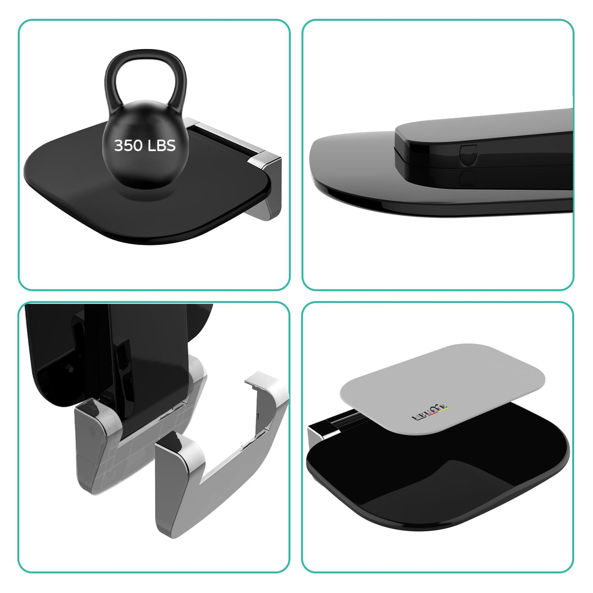 Heuffe Folding Shower Seat Wall Mounted,Easy Clean Foldable shower Chair，Fold Up Shower Stool for Disabled, Elderly and Seniors Black