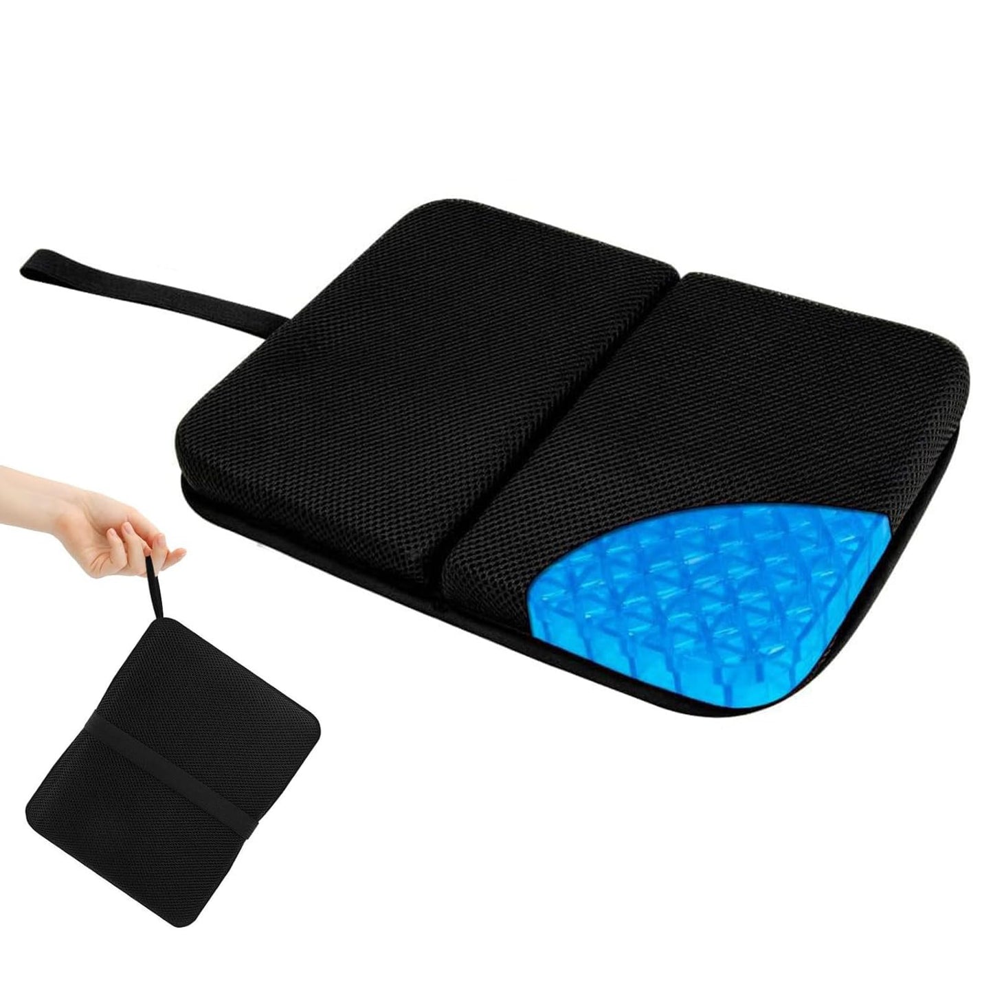 Yelvornic Gel Seat Cushion, Portable Travel Airplane Cushion, Ultimate Comfort with Gel Grid Design, Foldable for Planes, Outdoor Adventures and More