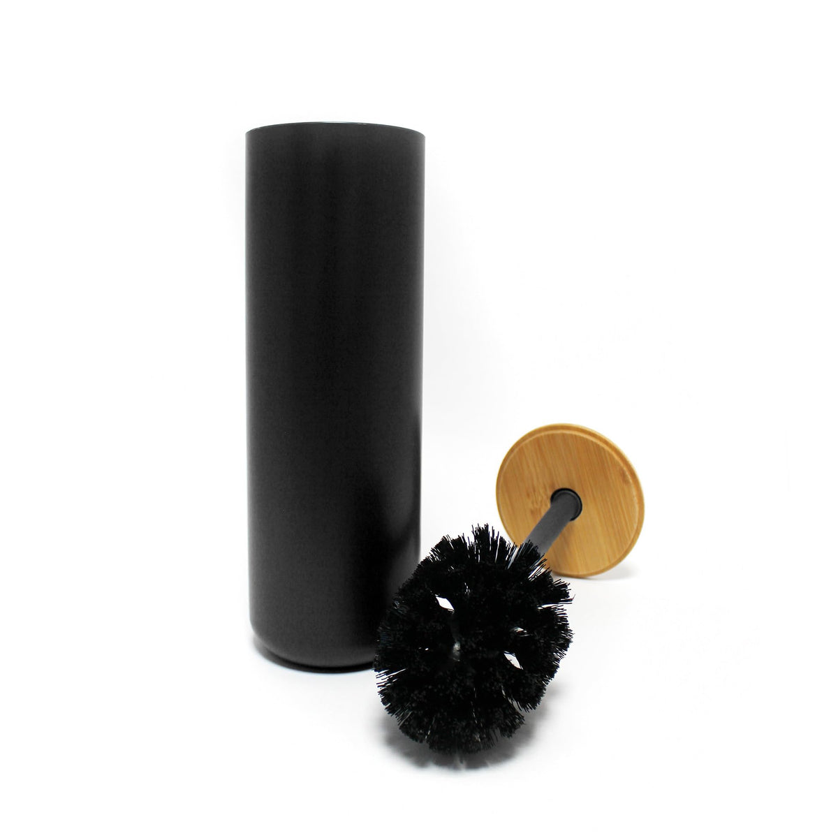 douceur d'intérieur, Toilet Brush Diameter 9.2 x 37 cm Smart Black, Polystyrene and Bamboo