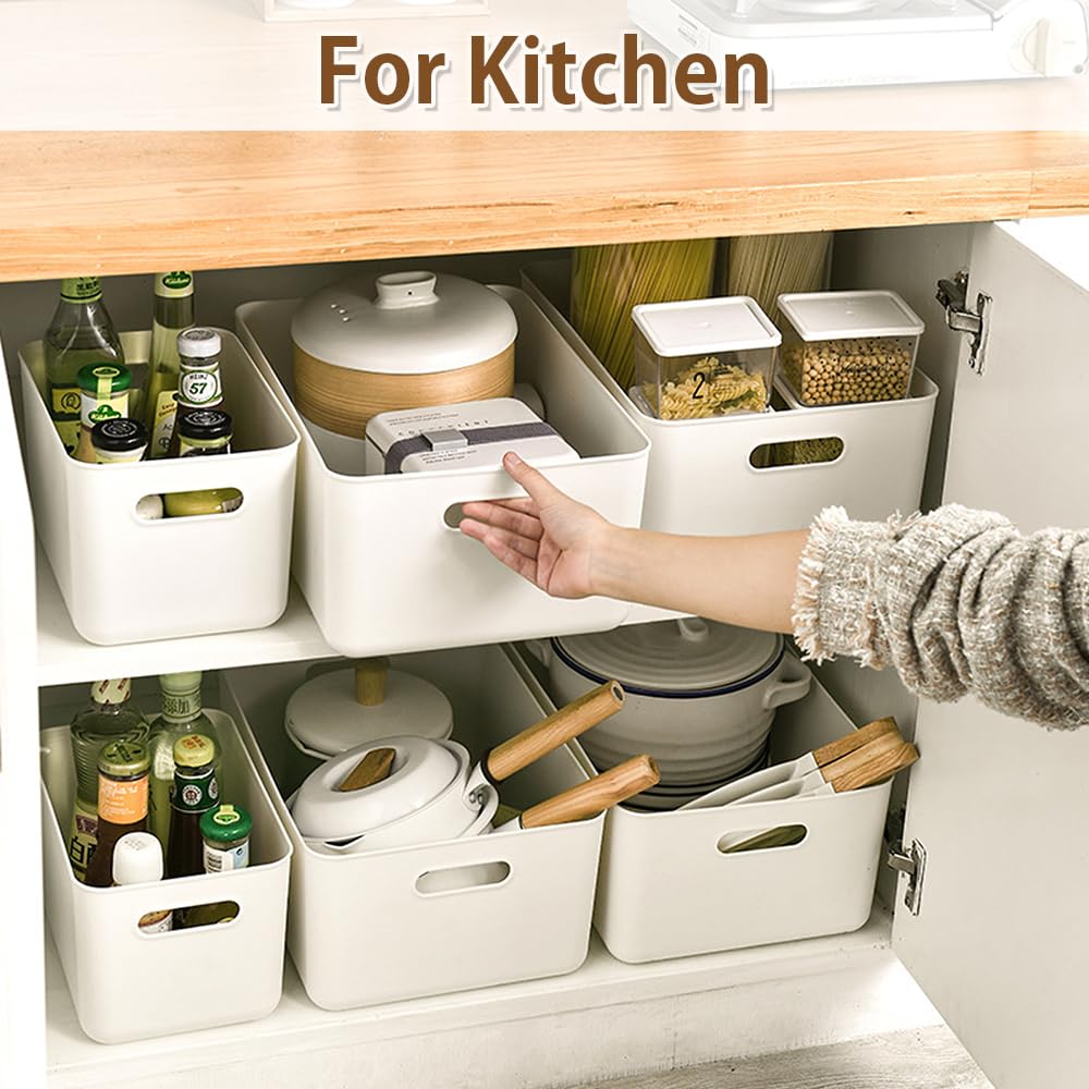8pcs Plastic Storage Baskets With 4 Lids, Stackable Plastic Storage Boxes