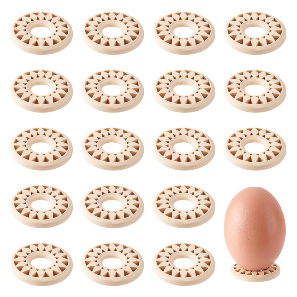 UNICRAFTALE 24pcs Wooden Crystal Ball Stand Navajo White Sphere Flower Stone Rock Display Holder Egg Rocks Stand for Gemstone Nature Stone Home Decor