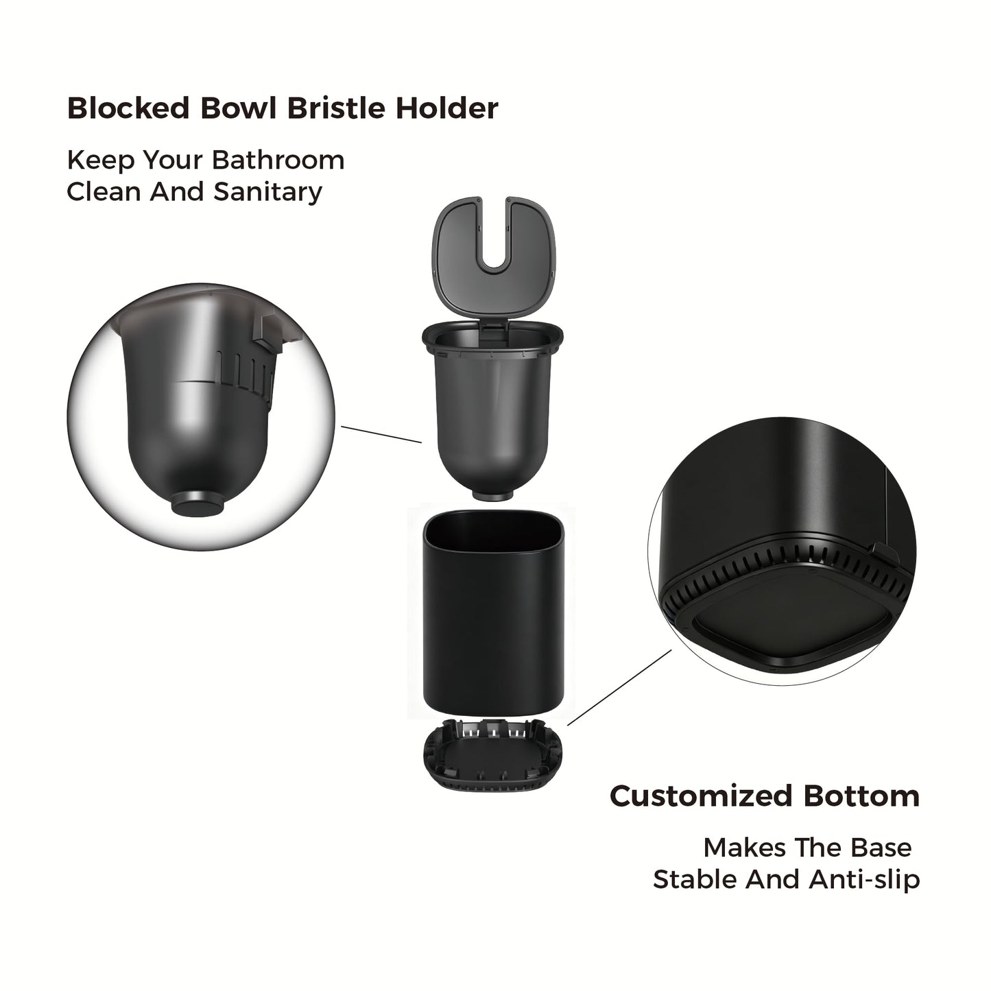 Sleek Toilet Brush Holder Set Toilet Bowl Brush Stainless Steel Automatic Open lid Toilet Bowl Cleaner Brush with Durable Bristle Head Toilet