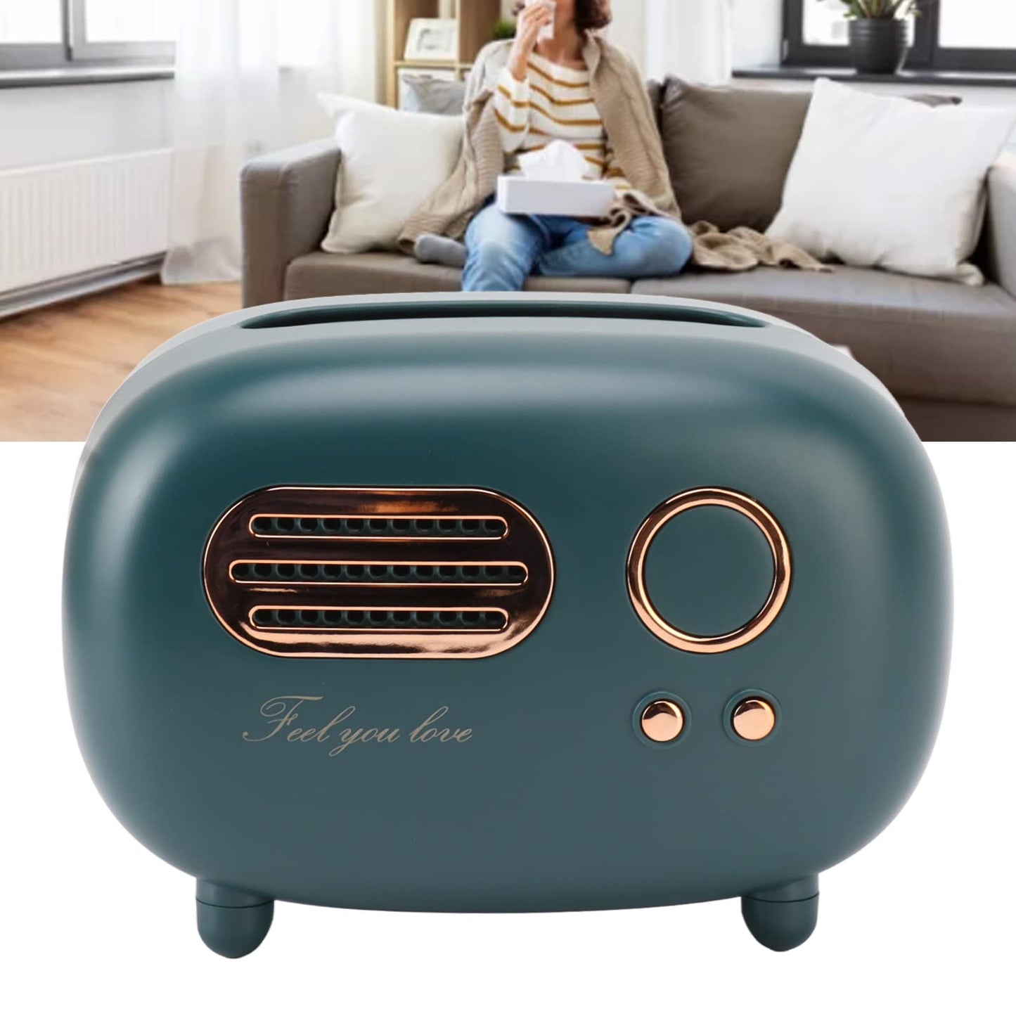 Retro Radio Shape Tissue Cover Box Vintage Radio Tissue Box for Bathroom Living Room Bedroom Nightstand Desk Table Retro Radio Model Tissue Box