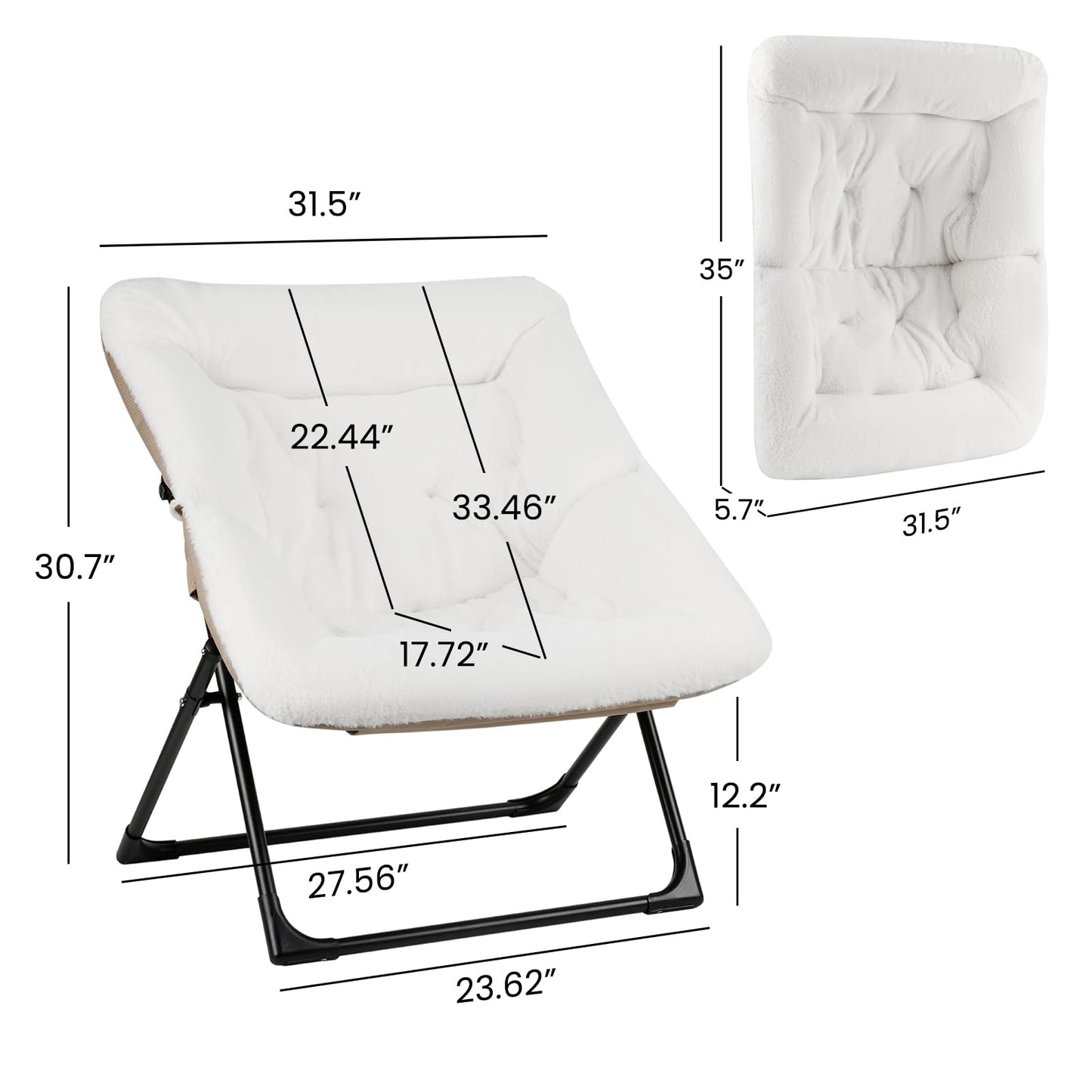 Mordchil EU Armchair Saucer Chair, Comfy Faux-Fur Reading Chair for Bedroom, Oversized Accent Moon Chairs for Teens and Adults