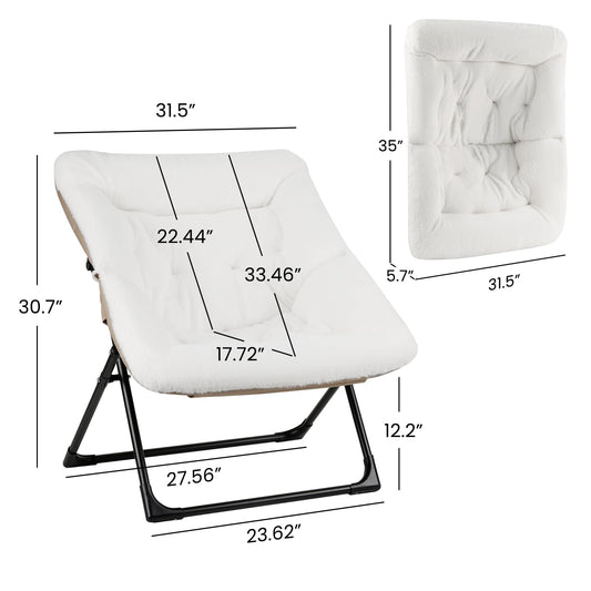 Mordchil EU Comfy Saucer Chair for Adults, Set of 2, Soft Faux Fur Bedroom Chair, Accent Dorm Chairs, Flexible Living Room Reading Chairs