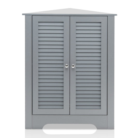 CASART Floor Storage Cabinet, Multipurpose Corner Shelf with Double Louver Cabinet Doors, Stand Organizer Cupboard Unit for Kitchen, Living Room