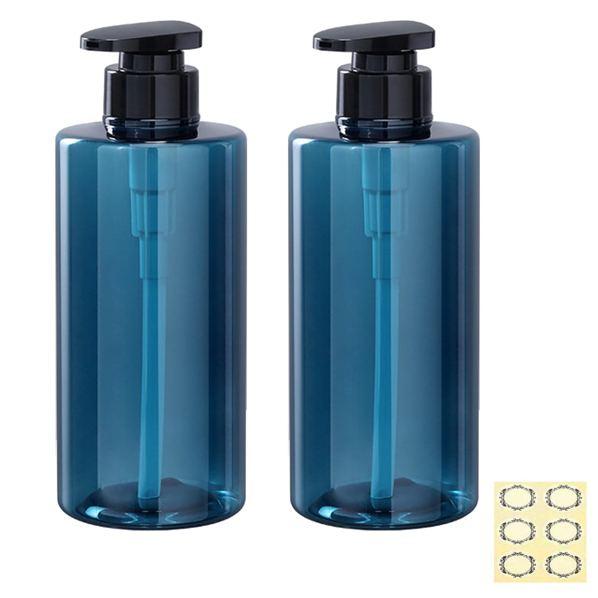 Apstaqeoo 2Pcs 500ml/17oz Empty Pump Bottle Dispensers - Refillable Plastic Shampoo Bottle Hand & Dish Soap Dispenser with pump