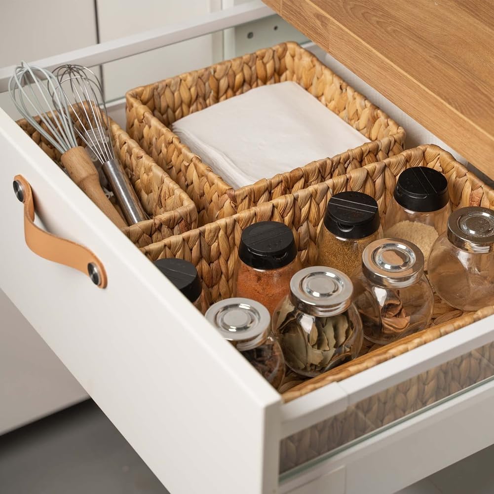 Povxlum Wicker Baskets for Organizing 3Pack, Large and Small Wicker Storage Hand Woven Baskets for Storage
