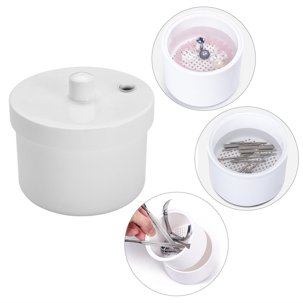 Cleaning Round Box,Disinfection Round Box Sterilizer Pot Clean Jar for Nail Art Metal Tools Manicure Accessories Cleaning Pot Clean Jar for Nail Art