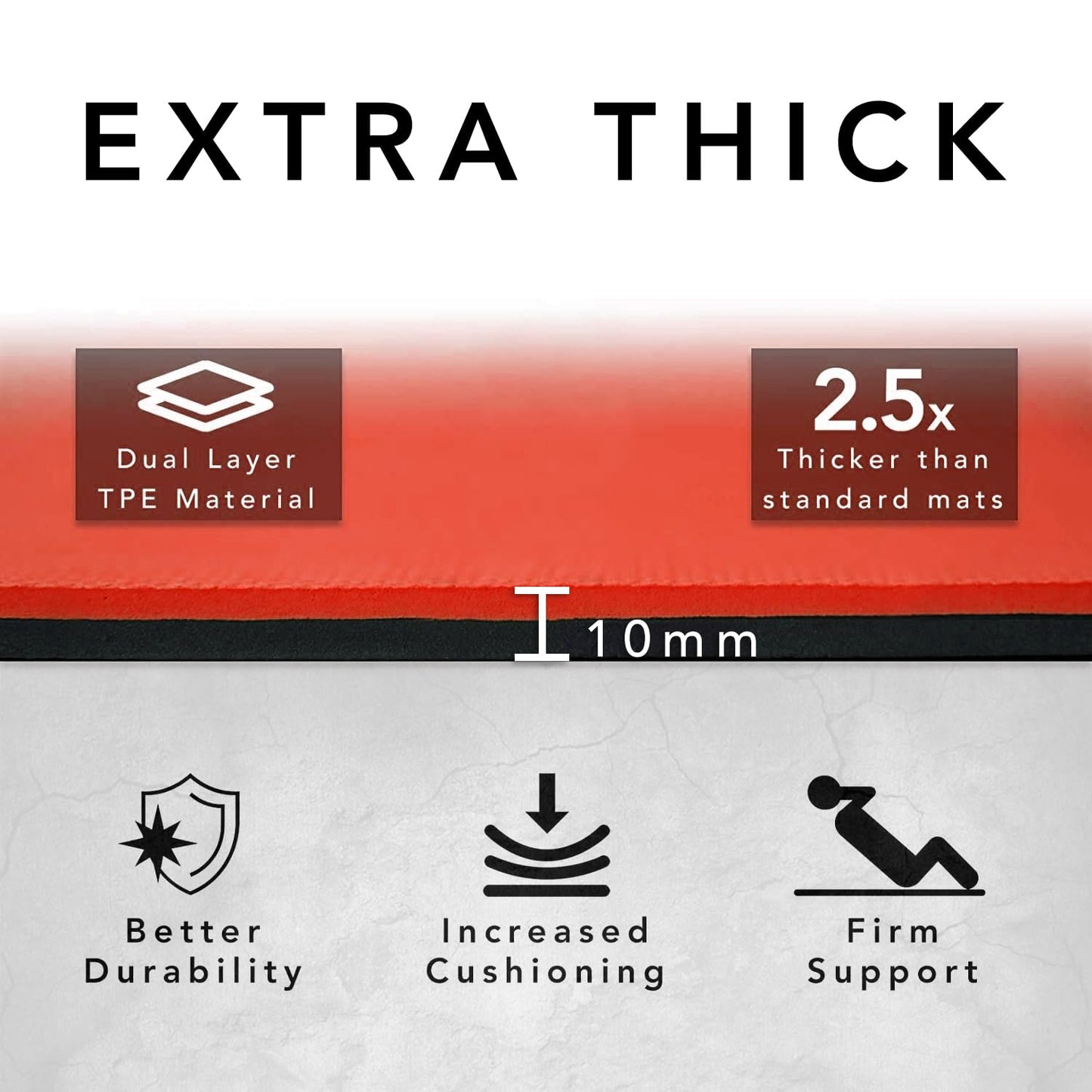 Large Exercise Mat  Extra Wide & Extra Thick Yoga Mat (183cm x 80cm x 10mm), TPE Fitness Mat with Free Carry Straps, Perfect for HiiT Home Workouts &