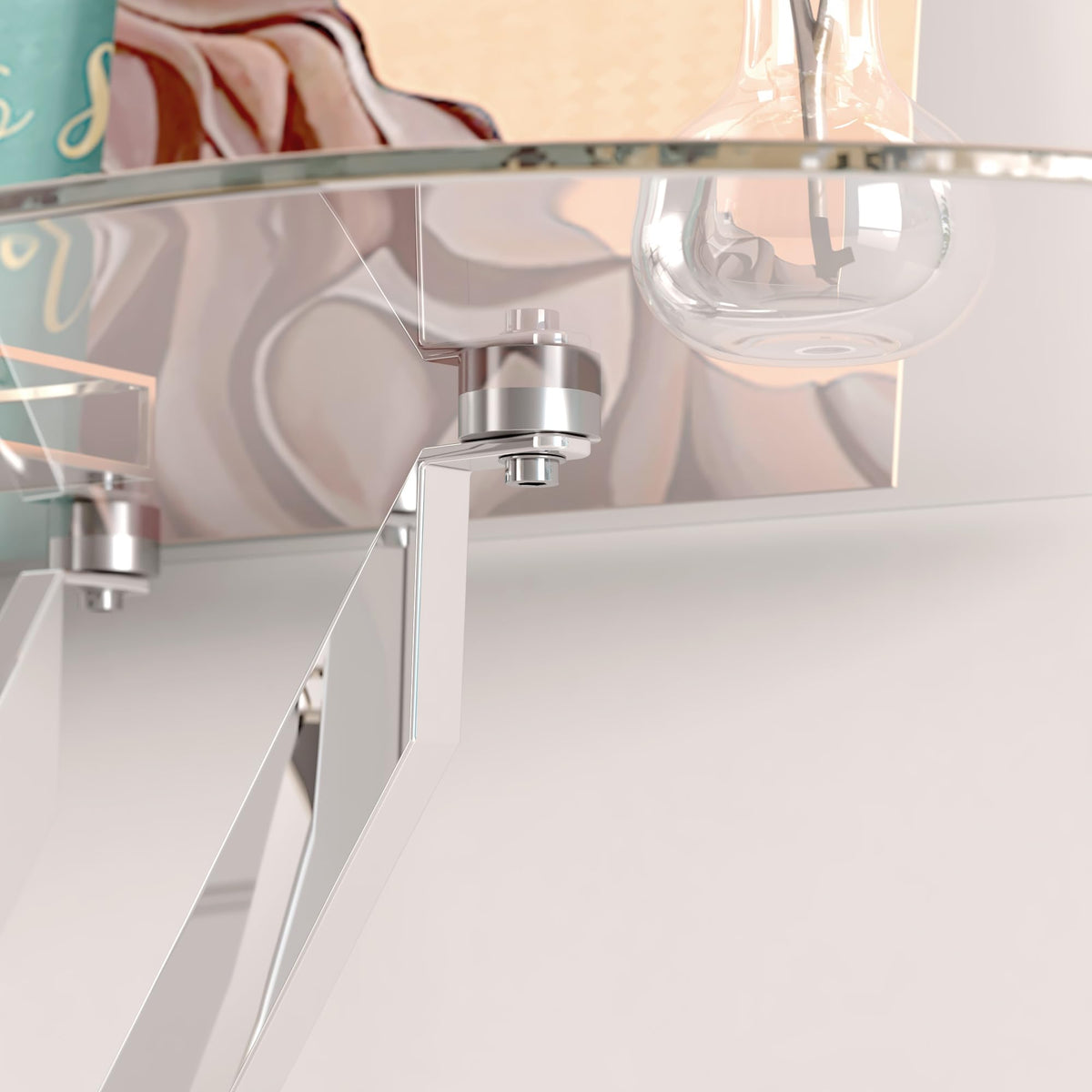 GOLDFAN Glass Console Table Modern Contemporary Style Hallway Table with Chrome Tubular Legs Foyer Table for Entryway, Living Room, Office