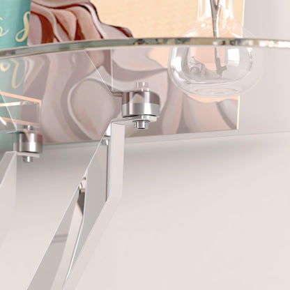 GOLDFAN Glass Console Table Modern Contemporary Style Hallway Table with Chrome Tubular Legs Foyer Table for Entryway, Living Room, Office
