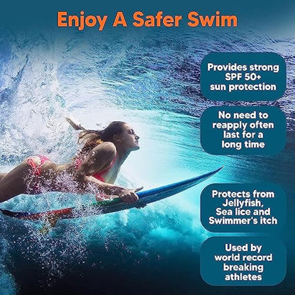 Safe Sea Zinc Oxide Sunscreen SPF50 | Clear Mineral Face Sunscreen Without White Cast | Anti-Jellyfish Sting Protective Lotion | Coral Reef Safe | Travel Size - 60ml (2 tubes)