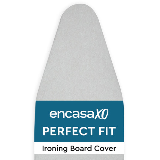 Encasa XO Ironing Board Covers and Pad125x39 cm - Metallised 'Silver Super Luxury' with Foam & Felt Pad, Fits Large Iron Boards - Heat Reflective,