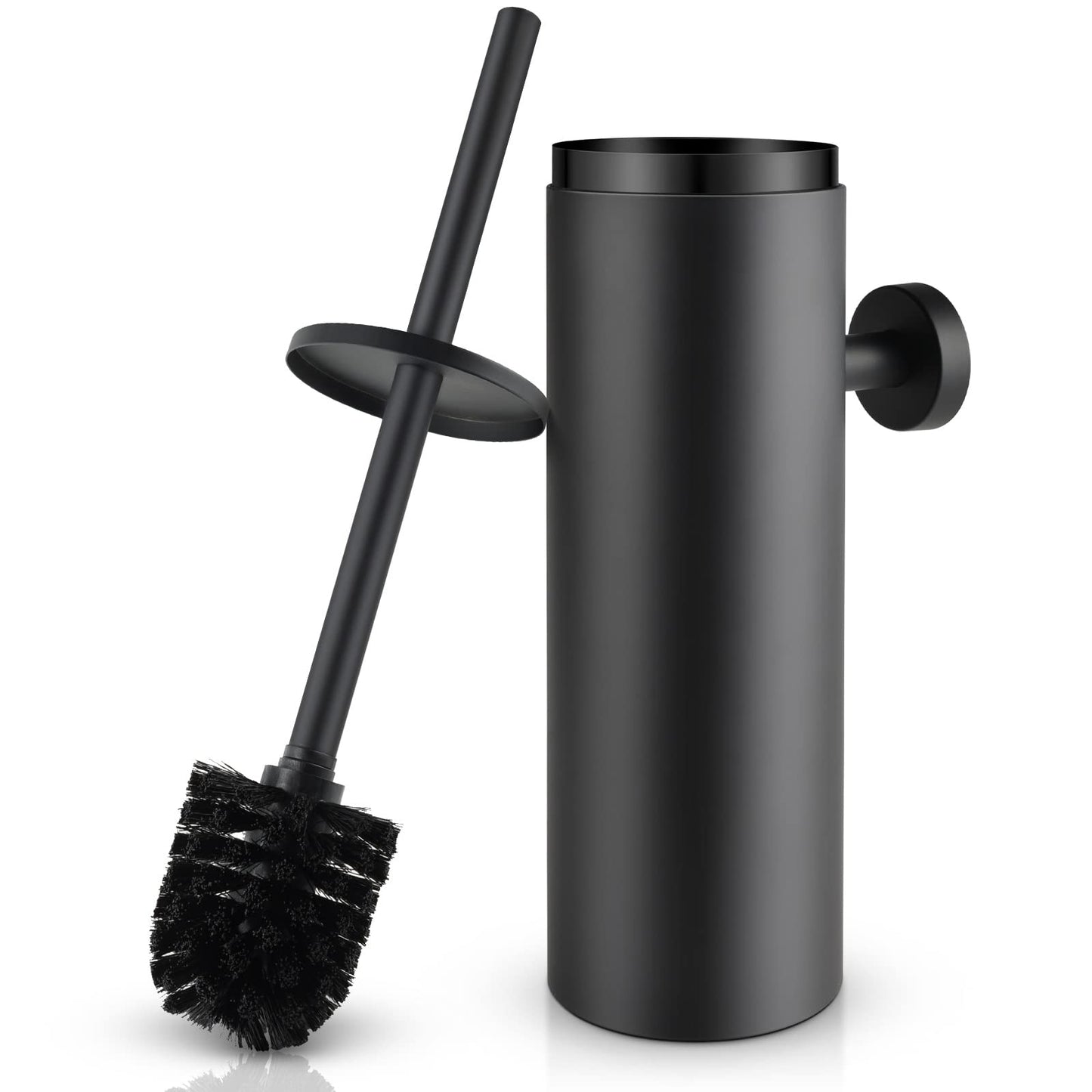 WAVEWO Toilet Brush Stainless Steel Wall Mounting, Toilet Brush with Closed Splash-proof Cover