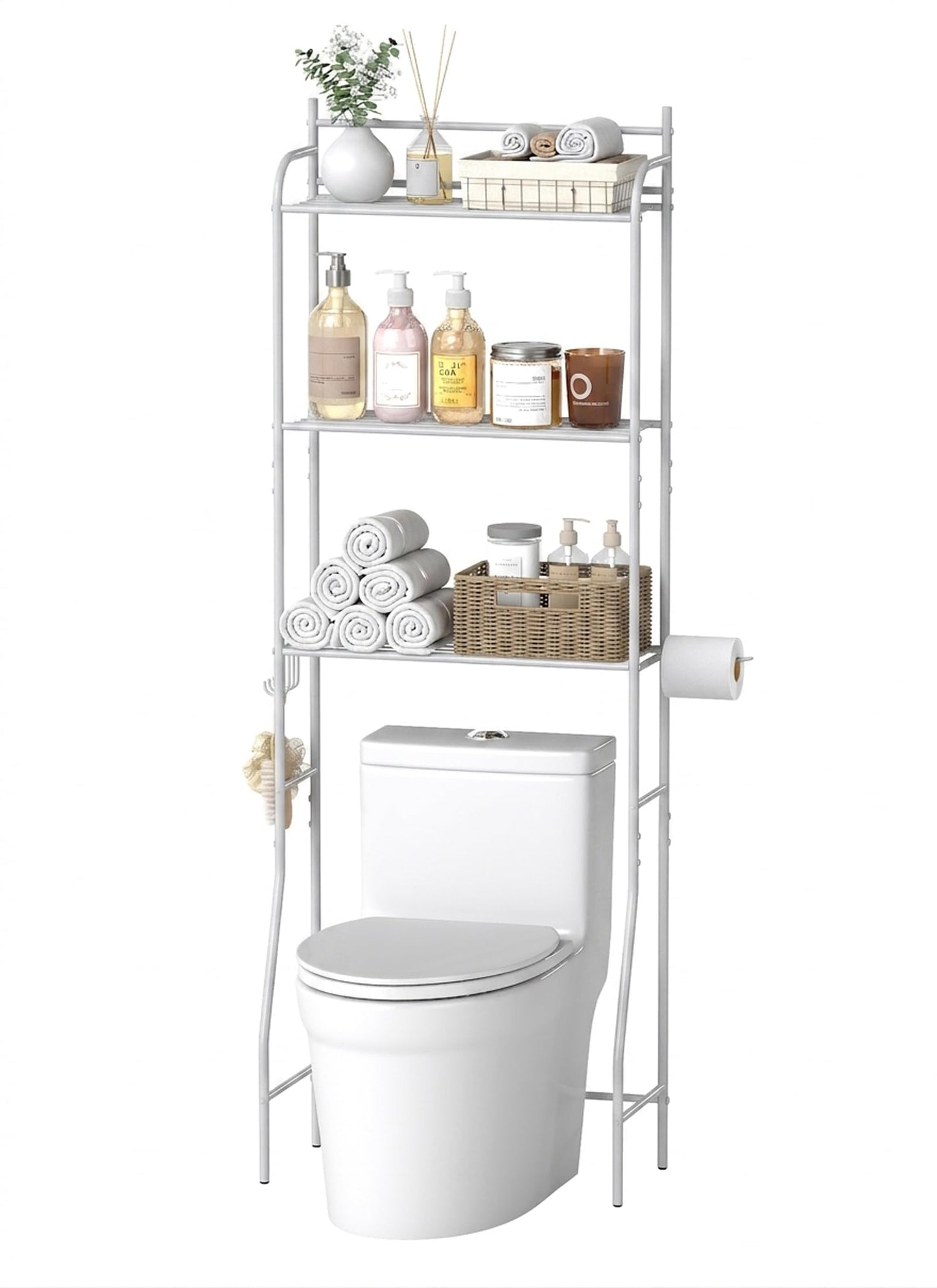 Suuiwau Over Toilet Storage Rack, 3 Tier, 57.5×19.5×163.5 cm