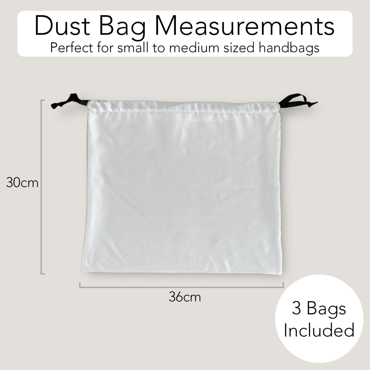 Dust Bags for Handbags (3 Bags) - Small/Medium Size - Premium Drawstring Bag Storage for Handbags, Dust Cover by unel