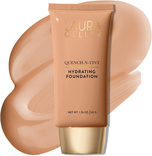 LAURA GELLER NEW YORK Quench-n-Tint Hydrating Foundation - Medium - Sheer to Light Buildable Coverage - Natural Glow Finish - Lightweight Formula with