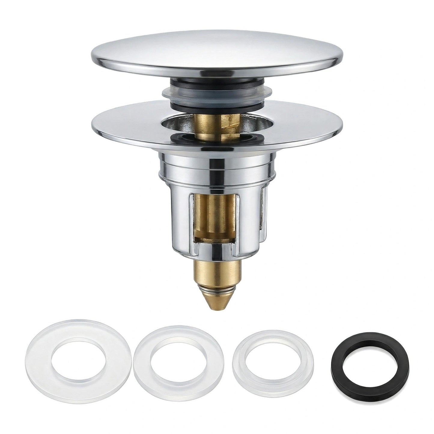 AQRNKK Pop up Sink Plug with Drain Strainer, Brass Bounce Core Push Drain Plug, Suitable for 1.18'' to 1.81'' (30-46mm), a Depth ＞50mm
