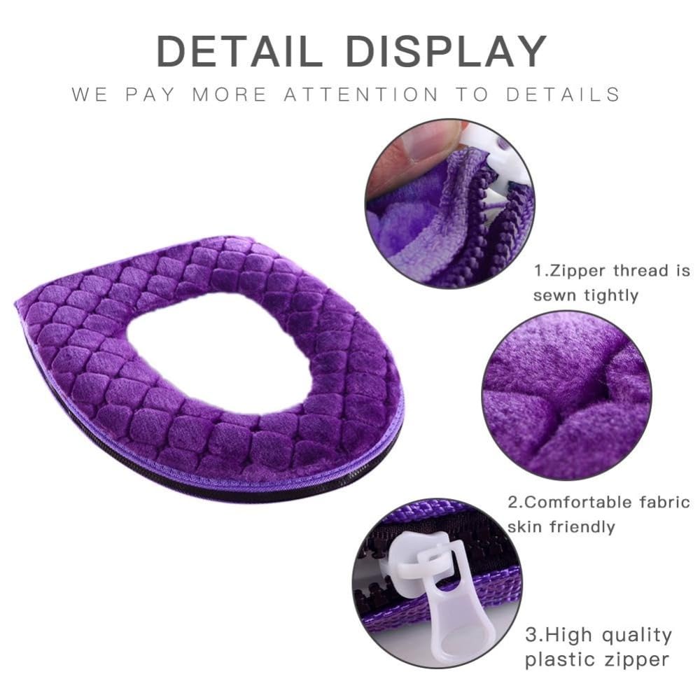 Soft Toilet Seat Cushion Washable and Comfortable Toilet Seat Cover Pads Reusable Thicker Warmer Cover Pads with Zipper (Gray)