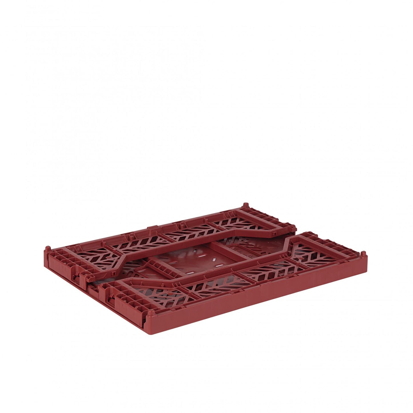 AYKASA Folding Crate, Sturdy Folding Box, Plastic, Stackable, Tile Red, Midi (40 x 30 x 14 cm)