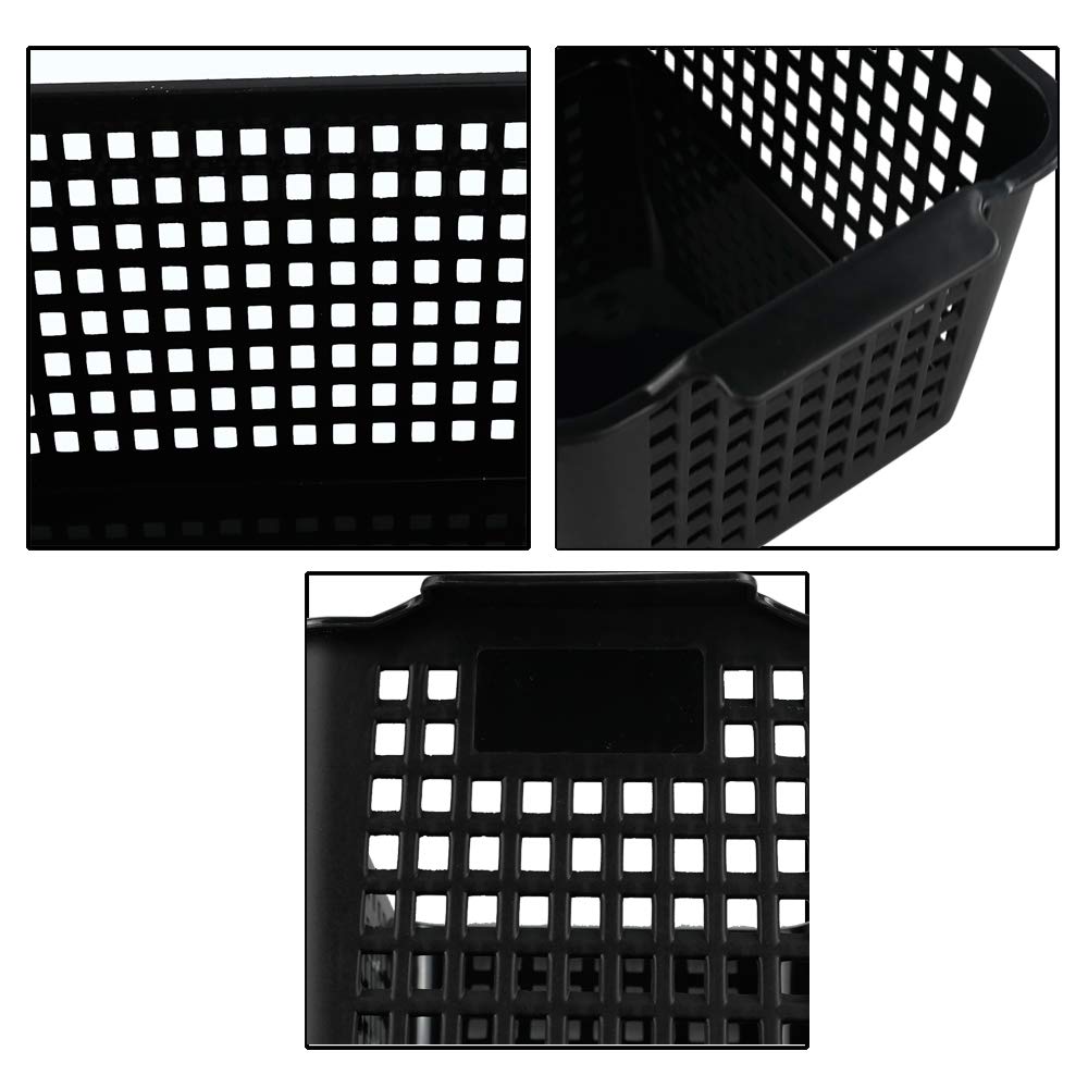 Yarebest 6-pack Black Basket, Plastic Storage Baskets, Cupboard Basket