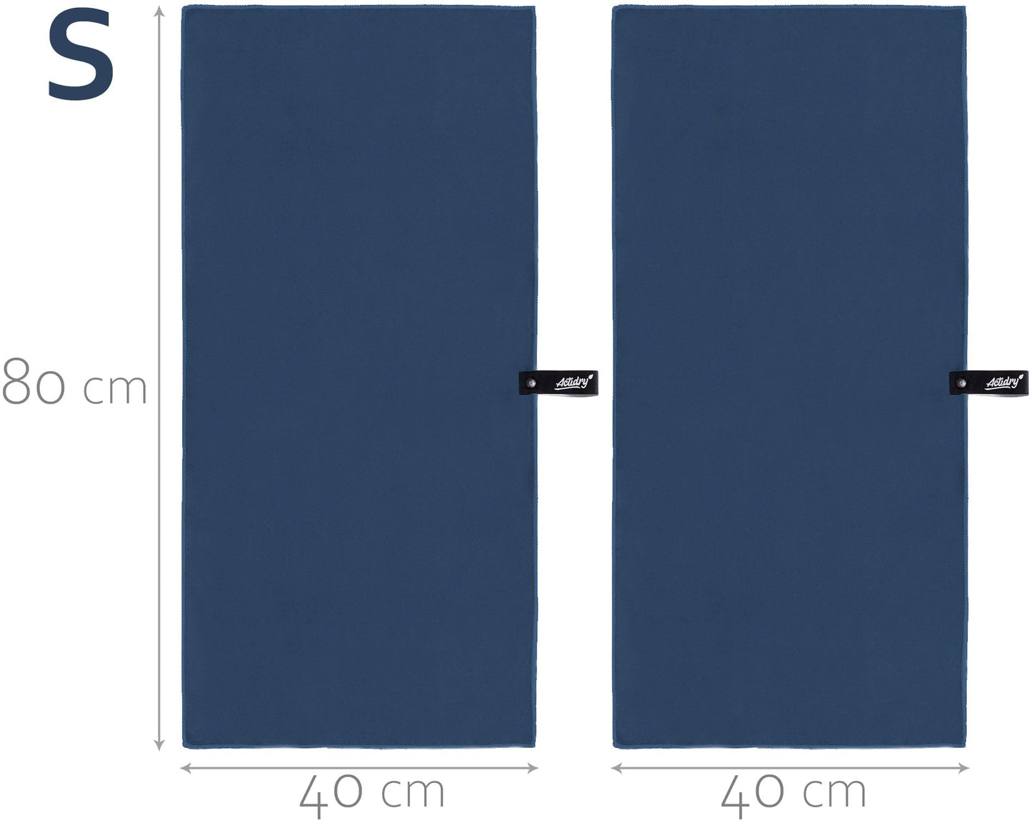 Actidry Microfibre Towel - light and absorbent - 9 colours S M L XL sizes - great for beach, sports and outdoor activity - S (40 x 80 cm) 2 pieces