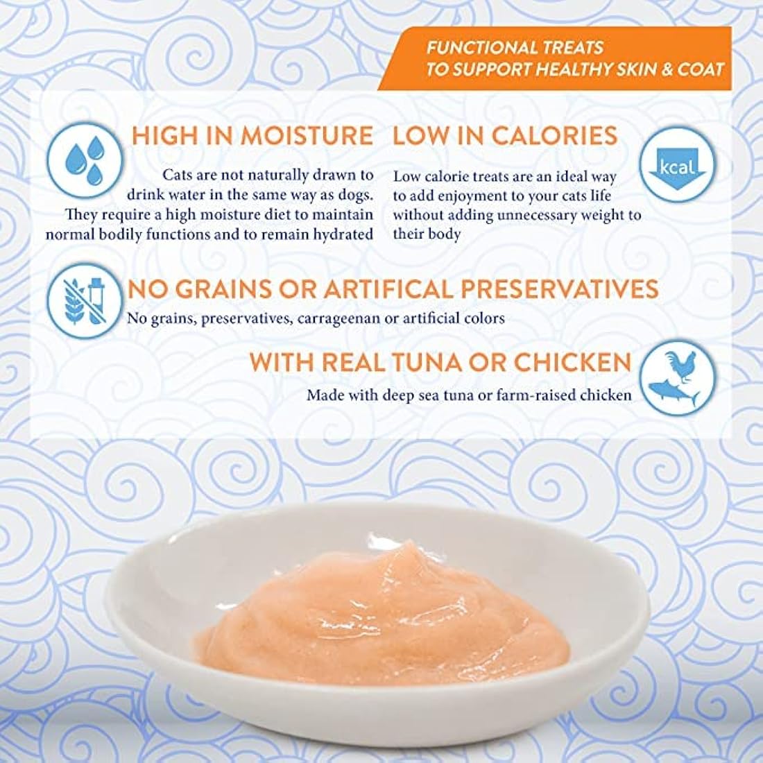 Ciao Churu Skin & Coat by INABA Cat Treat - Chicken - 12 Packs (48 x 14g total) / Soft & Creamy Treat, Delicious & Healthy Snack, Purée Food Topper, Natural, Grain Free