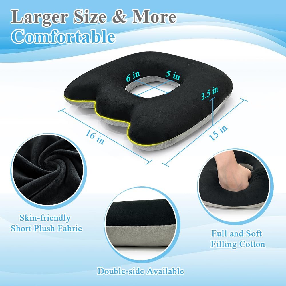 Hemorrhoid Donut Pillow, Bed Sore Cushion for Buttocks Lifting, Butt Donut Pillow for Tailbone Pain, Sitting Hemorrhoids Pillows After Surgery