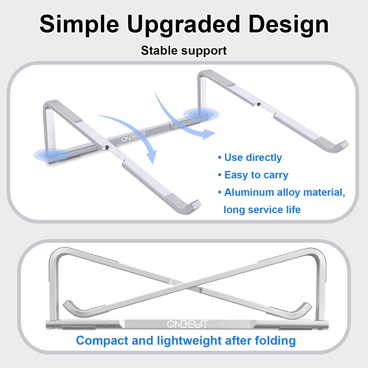 OneCut Foldable Laptop Stand for Desk, Aluminum Computer Stand for Laptop, Potable Laptop Riser, Laptop Stand, Compatible for MacBook Pro/Air, Dell