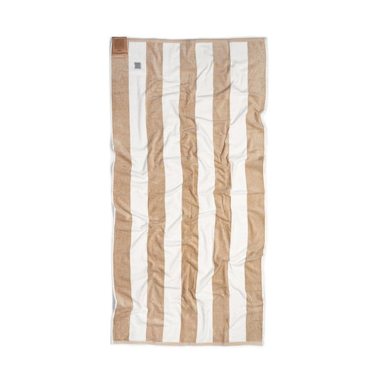 MOMOMUS 100% Velour Cotton Beach Towels for Adults - Cabana Stripe, Soft, Ultra-Absorbent - Quick Dry Beach Towels for Adults - Beige, 90x180 cm