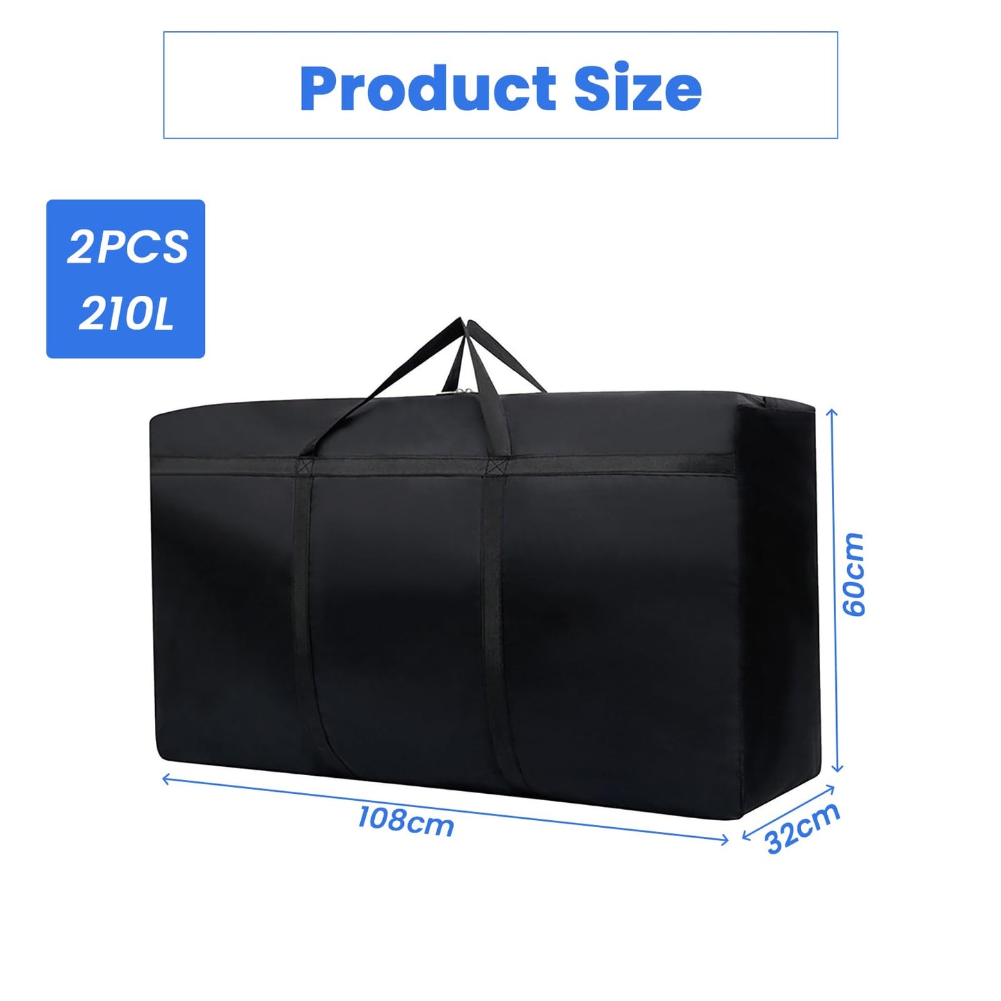 Janety 210L Large Storage Bag, Pack of 2 Thickened Large Clothes Storage Bag Organiser with Zip, Large Bag to Carry Bedding, XXL Travel Bag