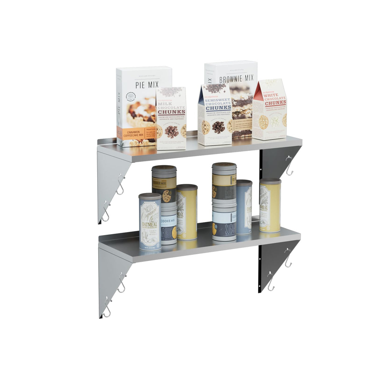 Stainless Steel Shelf Commercial Kitchen Wall Shelves 80x30cm, 2PCS