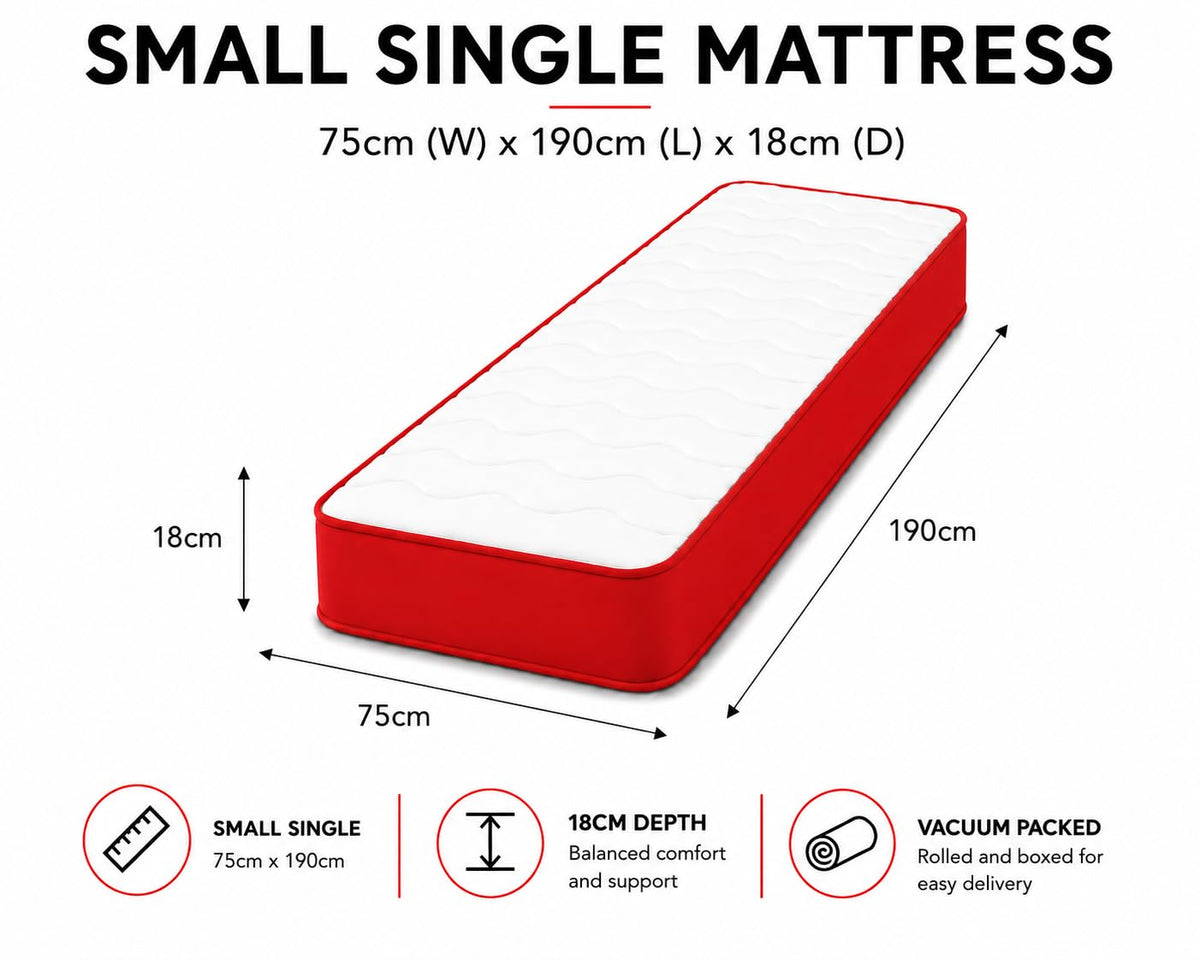 eXtreme comfort ltd Cooltouch Colours Red Small Single Mattress