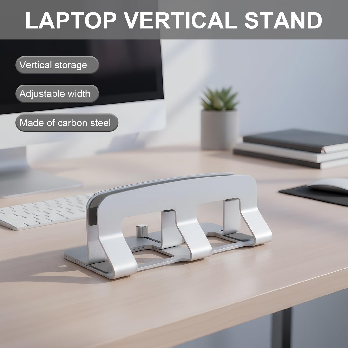 Vertical Laptop Stand, Adjustable Laptop Holder Dock, Notebook Desktop Stand, Space Saving Upright Laptop Holder with Thermal Base