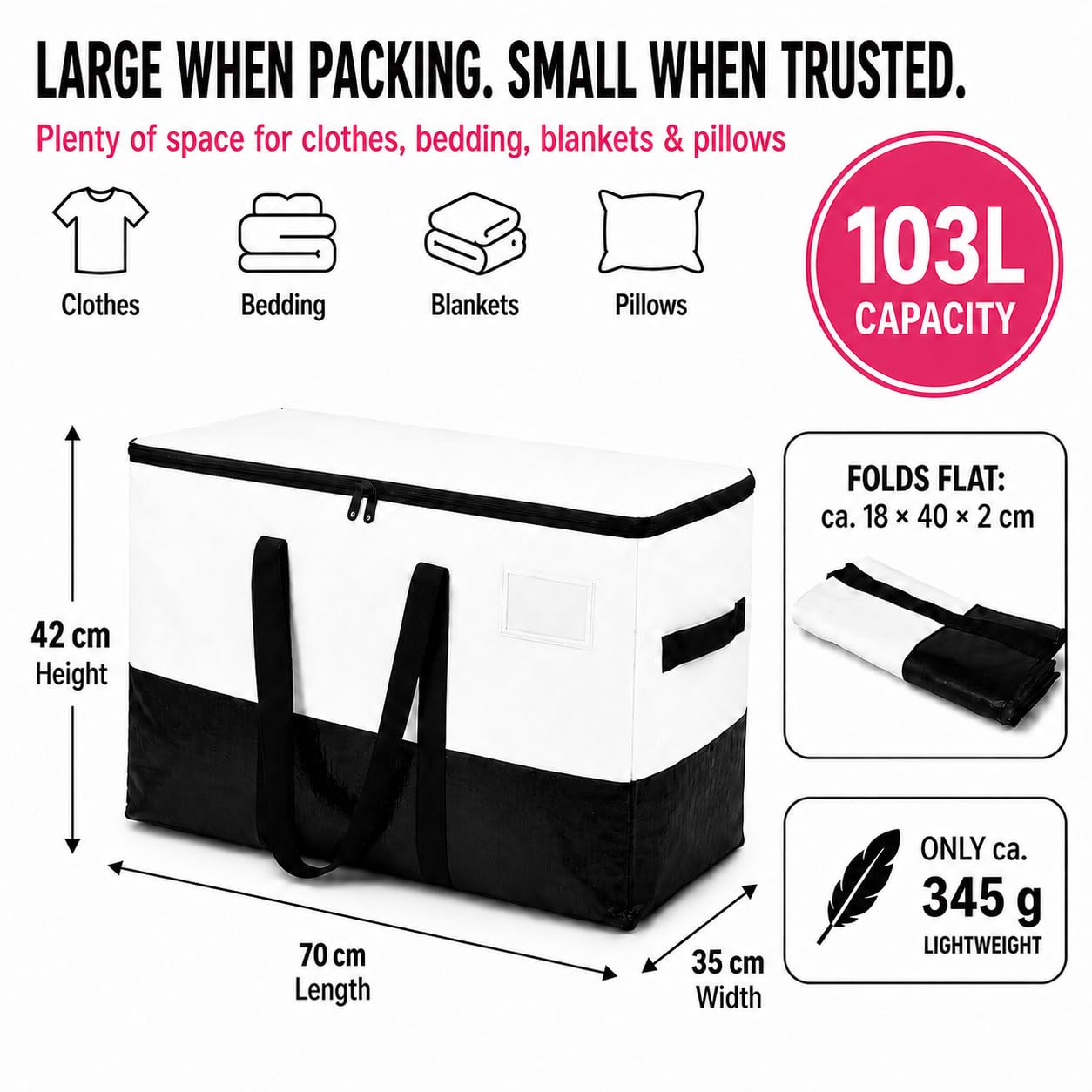 Big Storage Bags and Moving Boxes Large with Zips for Home Movers