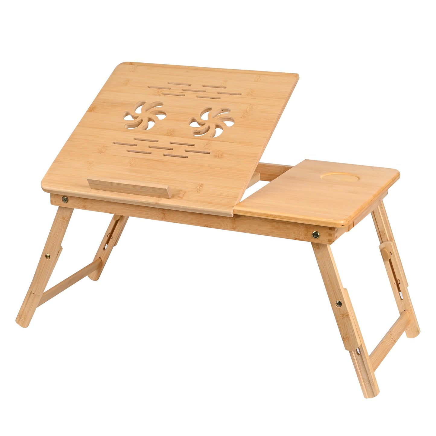 VASMIA Laptop Table,Laptop Desk for Bed with Adjustable Angle and Height,Bamboo Folding Desk for Working Reading and Breakfast,Natural