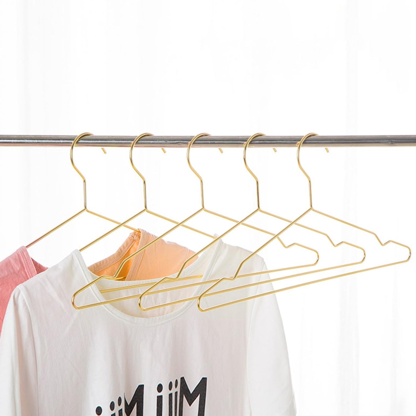 Qualsen Metal Wire Coat Hangers for Clothes, Gold 10 Pack, 42cm