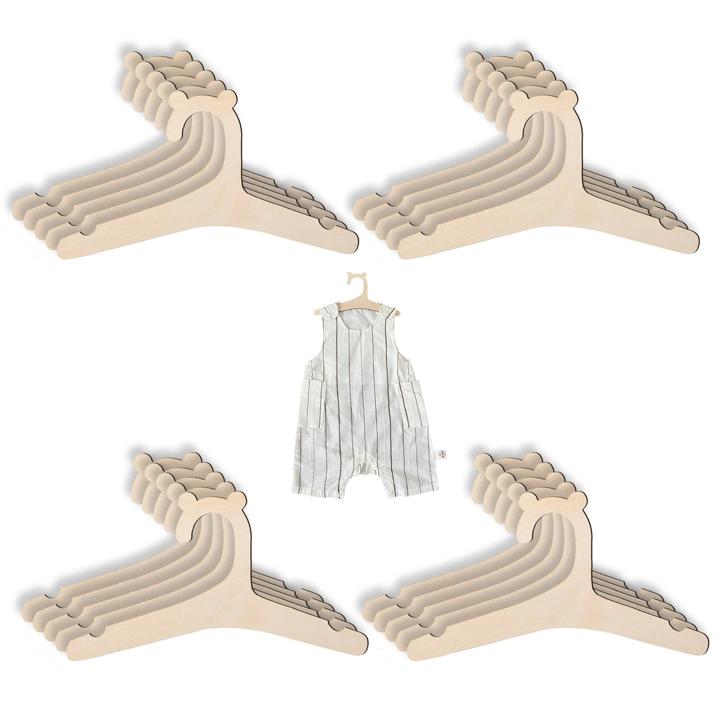 PEAPIN 20PCS Cute Bear Shaped Baby Hangers Wooden Baby Hangers