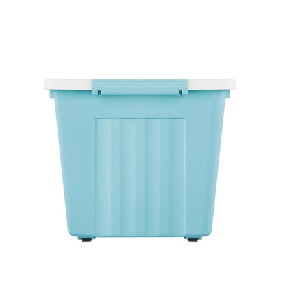 Cetomo 80L*3 Storage Boxes with Lids, Plastic Storage Box with Wheels and Secure Side Latches, Stackable & Nestable Organizer for Home, Office