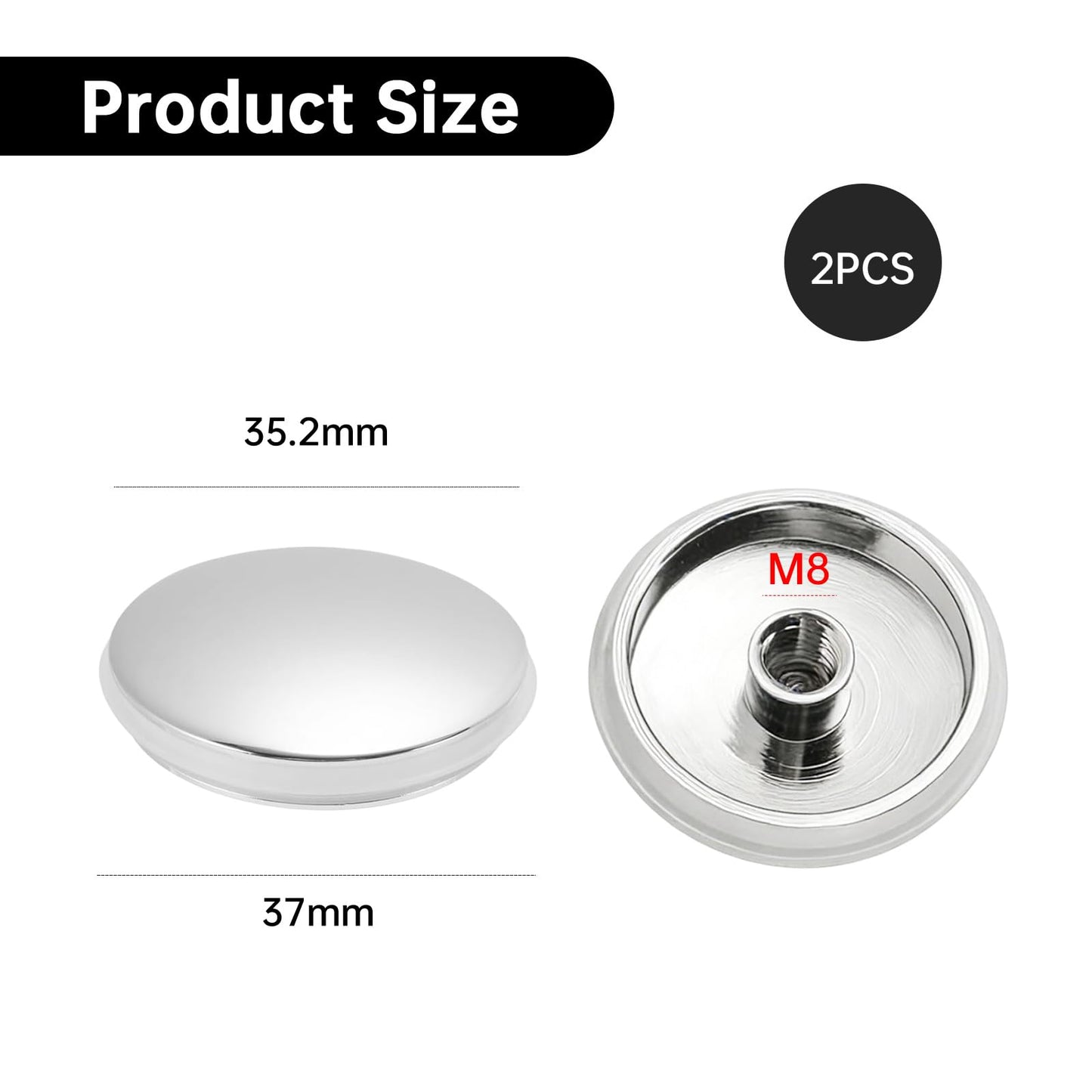 36mm 2-Pack Sink Push Button Drain Stopper, Click Clack Pop Up Waste Cover Plug Replacement for Kitchen, Bathroom & Vanity Basins