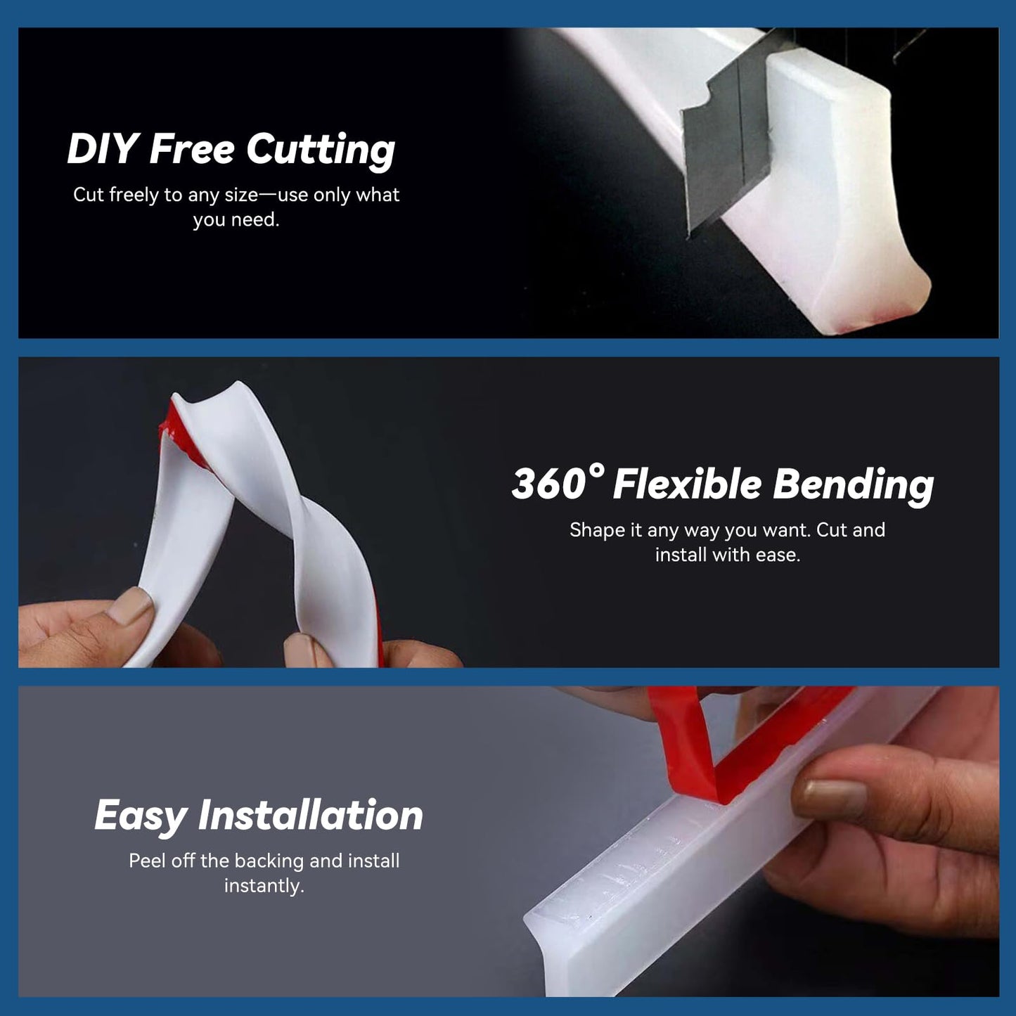 1.2M T Silicone Shower Threshold Water Barrier,Wet Room Bathroom Floor Beading,Shower Tray Sealing Strip,Tile Edge Caulk Trim for Bathroom