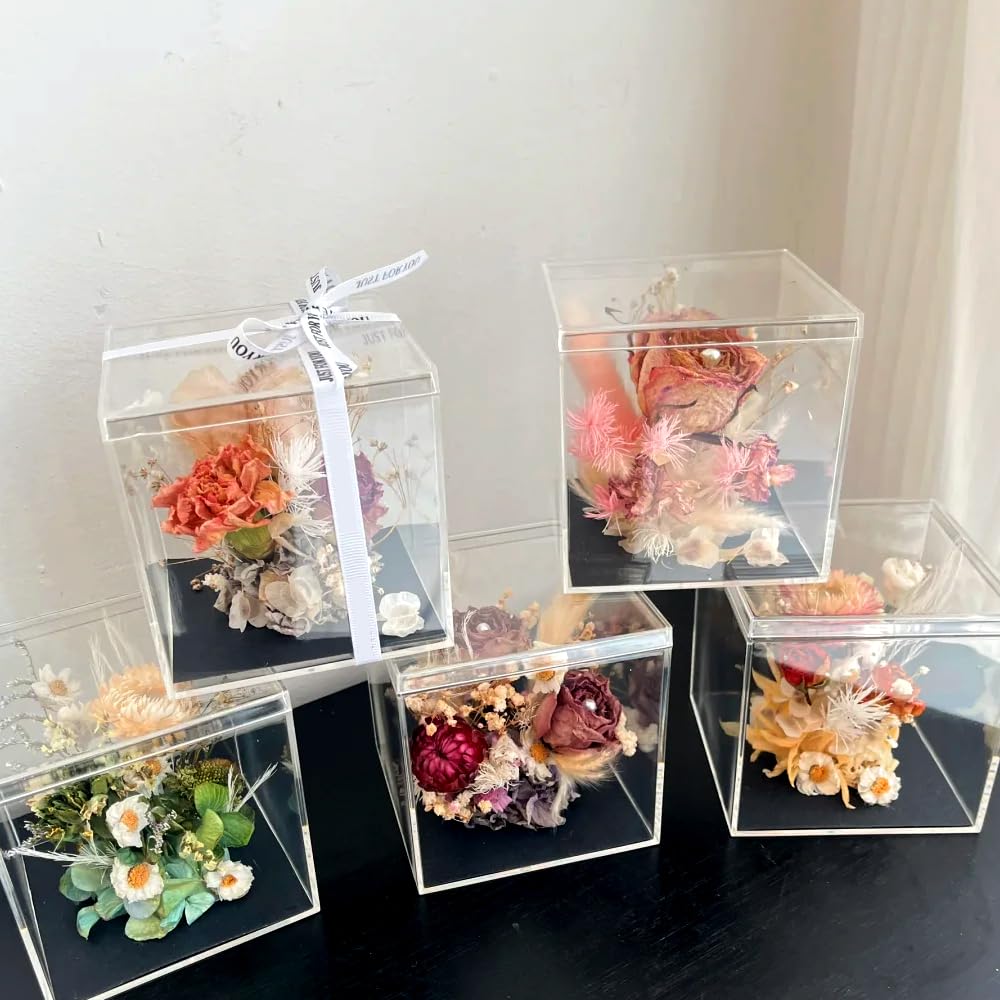 Wanfoou 8 Pack Clear Acrylic Plastic Square Cube Small Acrylic Box with Lid Storage Mini Boxes Square Display Box Organizer Containers for Candy
